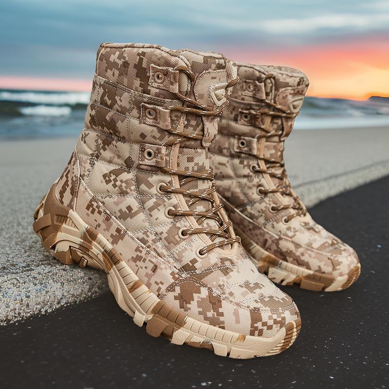 Ventas directas de fábrica Botas de combate Botas de camuflaje al aire libre para hombres Botas de montaña altas Botas tácticas para hombres Botas de entrenamiento de senderismo para hombres