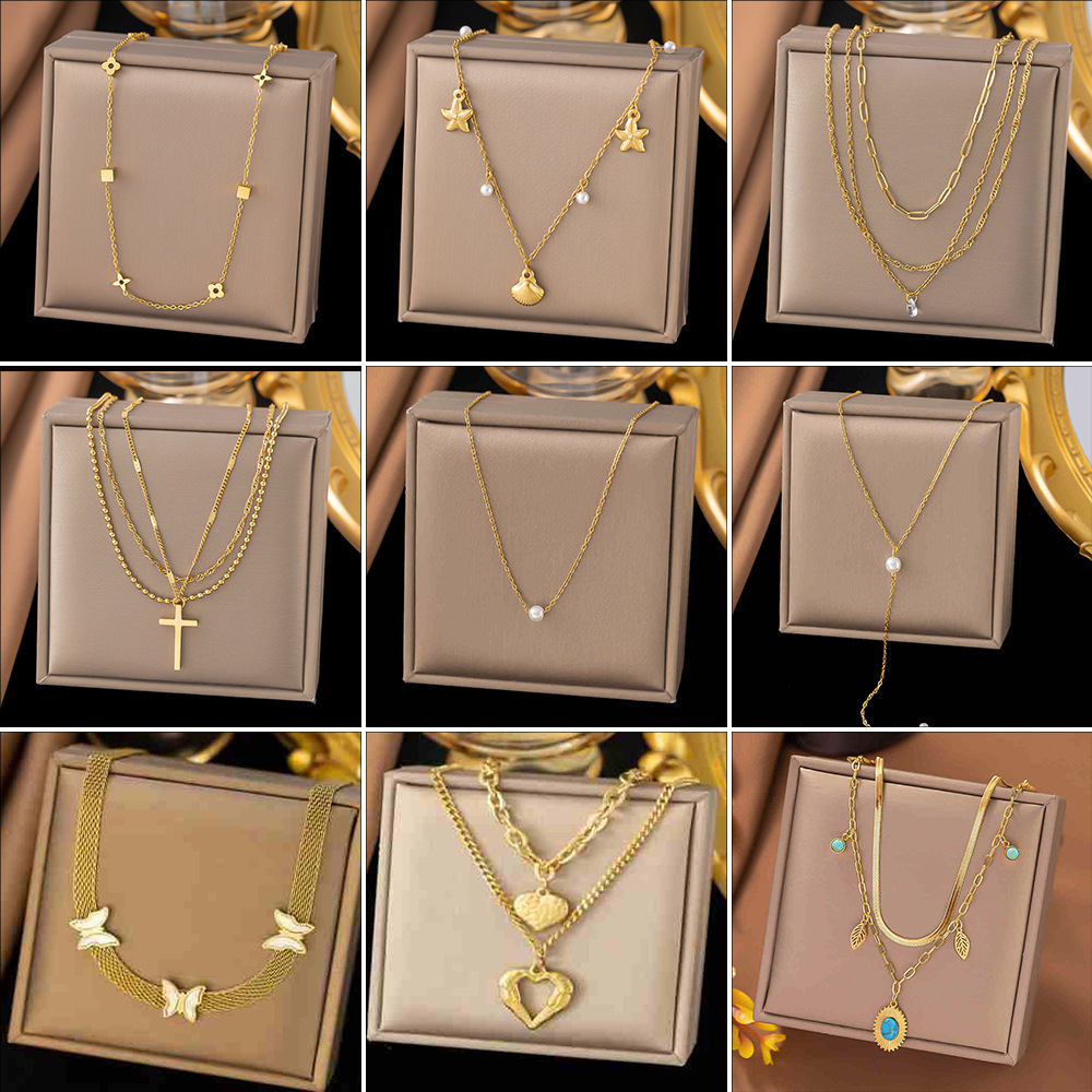 8g Weight 0.03µm-0.05µm Gold Plating Thickness PVD Coated Gold Plating Process Lobster Trigger Clasp Closure Clasp Closure Type PVD Coated Real Gold Plated Leaves Heart Shape Butterfly Titanium Steel Modern Style Sweet Classic Style Waterproof Non Tarnish Titanium Steel Lobster Trigger Clasp Closure Pendant Necklace