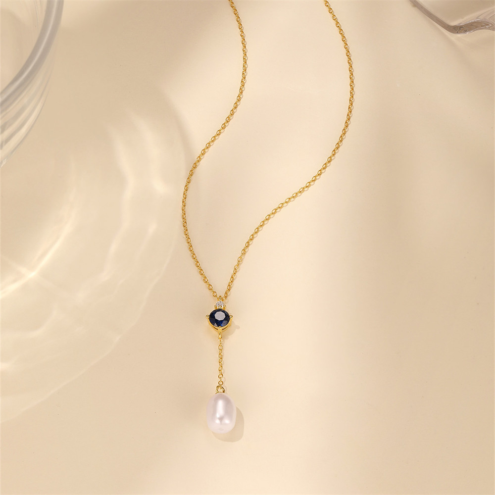 925 Sterling Silver Material Geometric Pattern 925 Sterling Silver Plastic Beads Zircon Cable Chain Plating Inlay Geometric Pendant Necklace