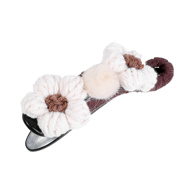 Otoño y invierno leche curry hilo agarrar clip de cabello de flores de punto tarjeta de cabello de mujer clip de cabello