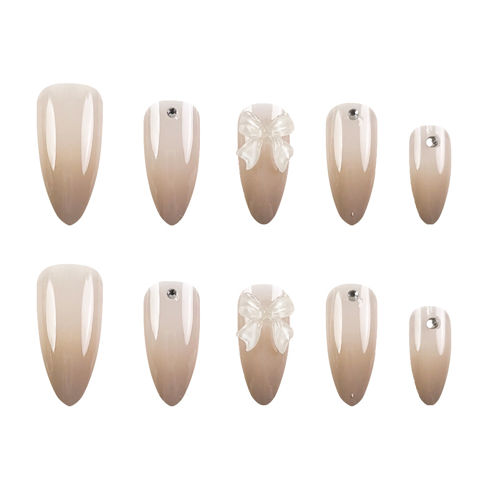 Comercio exterior leche blanco arco gris desnudo gradiente manicure perforación suave desgaste de uñas 24 piezas de parche de uñas