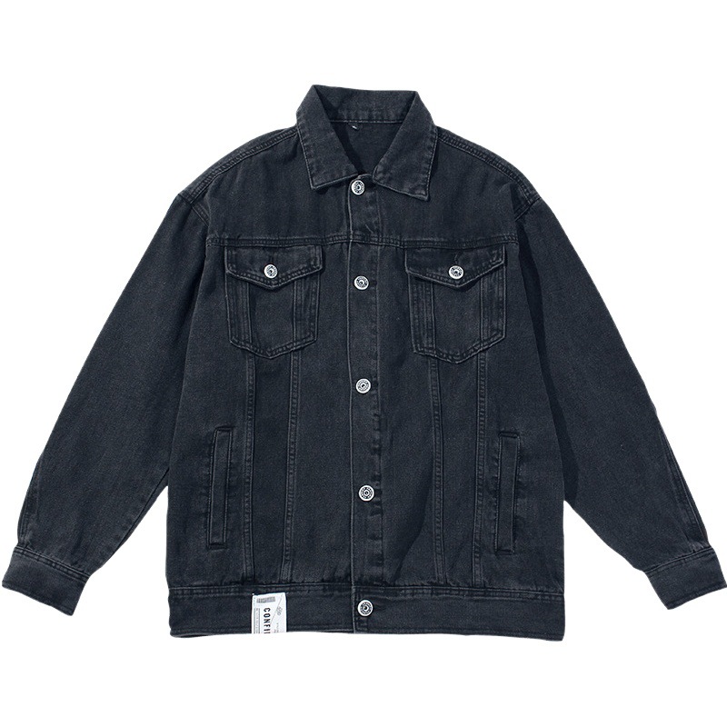 Chaqueta vaquera de estilo coreano y japonés para hombre, nueva colección primavera 2025, estilo vintage lavado, holgada, con solapa, informal.