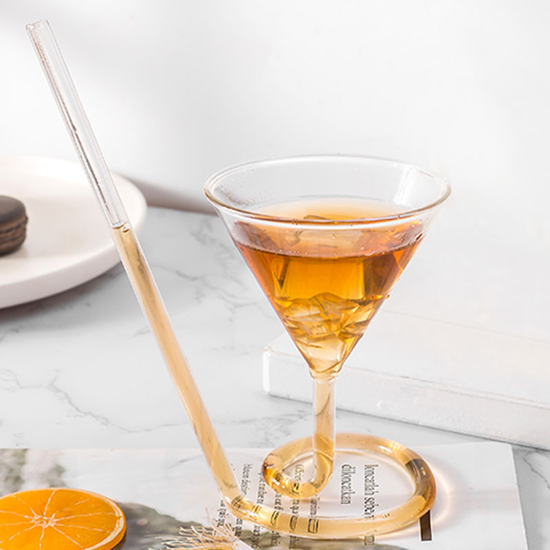 Creativo giratorio de cristal de martini espiral taza de vampiro de cola larga taza de cóctel molecular copa de vino taza de paja