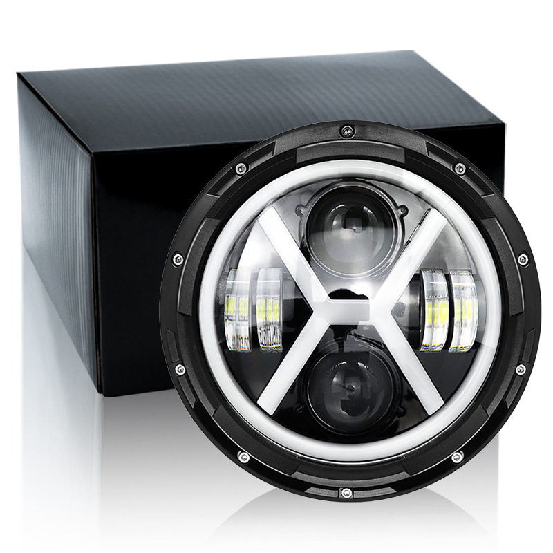 7inch Wrangler Headlights X-Type Off-Road Vehicle Headlights Harley Motorcycle Modified Angel Eye Car Led Lights Cross-Border