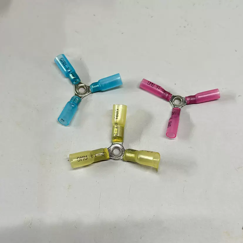 圆型放水接线端子3通4通圆头O型铜线耳防水端头三通端子