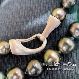 Factory Direct DIY pearl accessories S925 sterling silver handmade brushed frosted connecting buckle neutral necklace button head