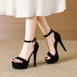 339-1 Super High-heeled Shoes 13.5cm Thick-soled Waterproof Platform Open Toe Sandals for Women's Night Model Show Pole Dancing Shoes