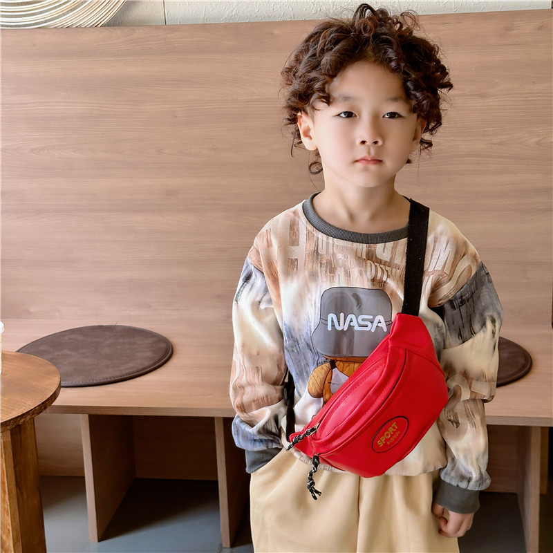 Nueva Bolsa Infantil de Cuero PU para Niños, Estilo Coreano, Bolsa de Pecho a la Moda, Monedero Moderno, Riñonera Infantil