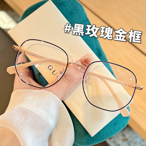 Anti-blue light and radiation protective glasses for women, myopia can be matched with degrees, eye protection, face slimming round face frame, student, ultra-lightweight