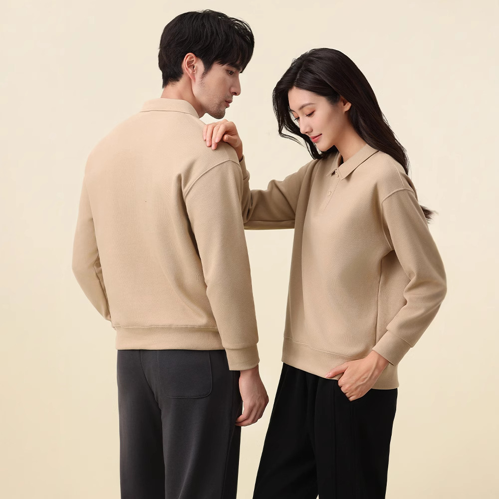 订办公室员工翻领卫衣制定春秋款企业公司团体长袖工装带领子展会