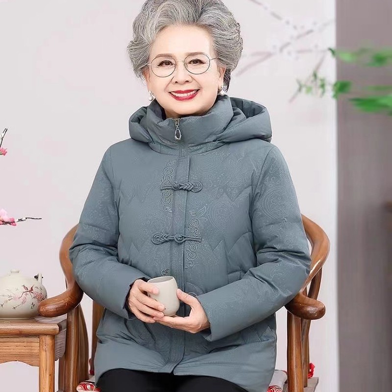 New Grandma Clothes Winter Down Cotton-padded Jacket plus size Western Style Cotton-padded Jacket for Middle-aged and Elderly Women's Thickened Warm Cotton-padded Jacket