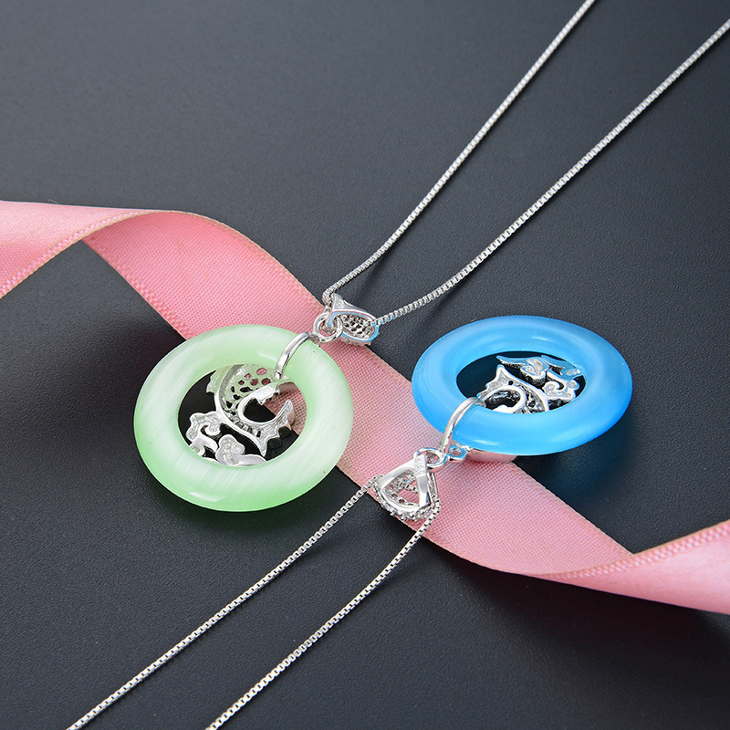 S925 año de plata con anillo de pez colgante de seguridad de la marea nacional estilo nacional retro carpa salto colgante