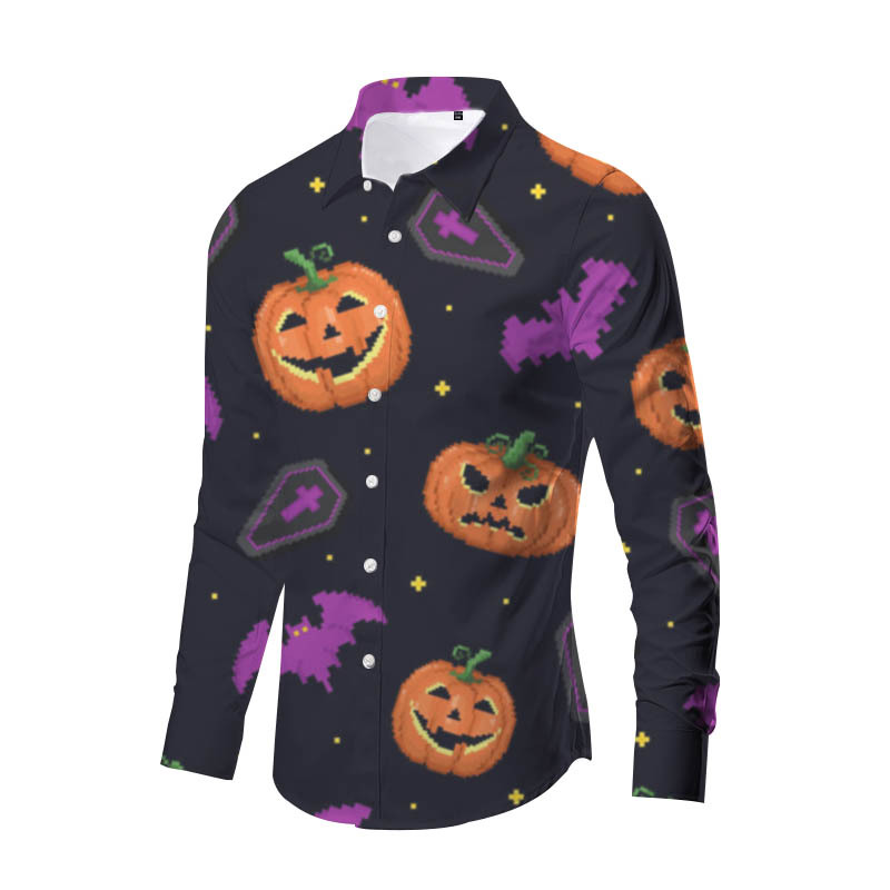 Europa y América nueva transfronteriza más TAMAÑO DE Halloween impreso de horror de los hombres delgados de moda impreso camisa de manga larga top