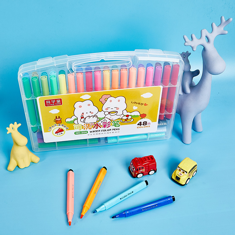 Pintura DE LOS NIÑOS lavable triángulo titular de la pluma caja acuarela pluma suave cabeza de la pluma acuarela color pluma suministros de arte al por mayor