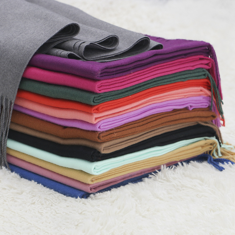Autumn and winter faux cashmere scarf, solid color, thickened shawl for men, warm with tassels, cashmere scarf for women