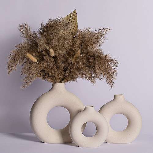Cross-border hot selling donuts ceramic biscuit vase creative simple home furnishings hydroponic dried flowers small wholesale