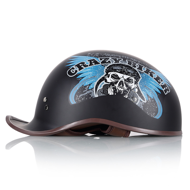Casco de motocicleta eléctrica de verano retrógrado casco de cola de mitad casco masculino y masculino casco de casco personalidad casco de seguridad de locomotora de cuatro estaciones