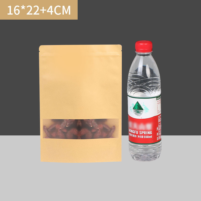 Ventana abierta Bolsa de papel Kraft esmerilado en tres dimensiones de frutas secas bolsa de envasado de alimentos se puede agregar el logotipo de la bolsa sellada autosellante de té de nuez