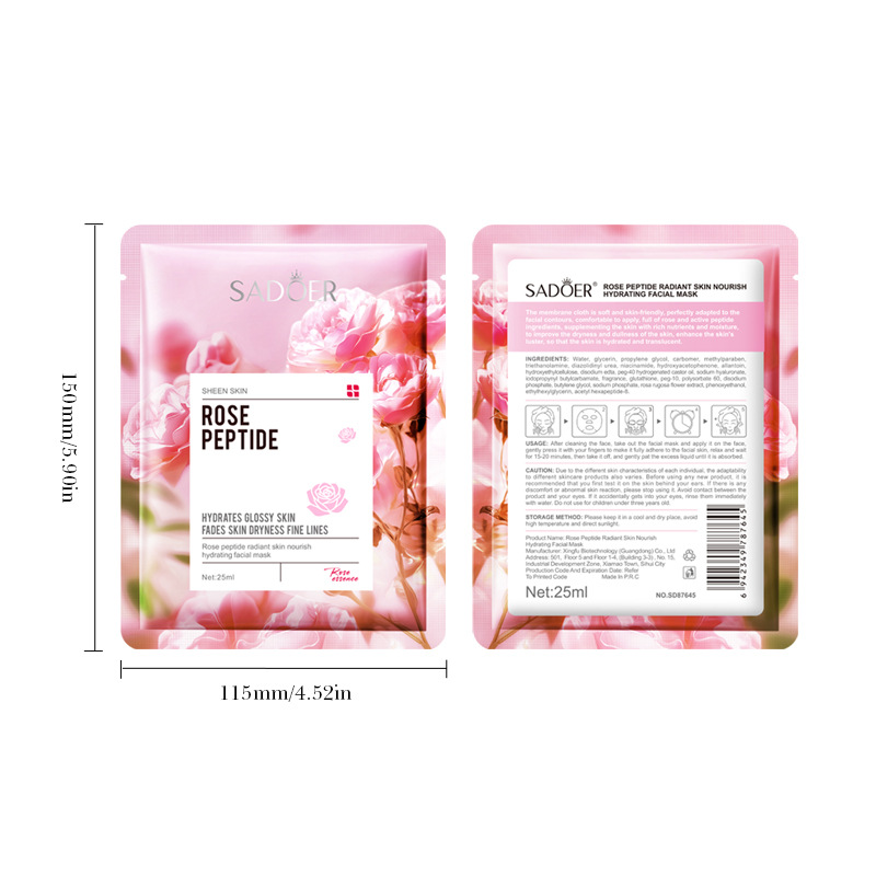 Masque facial rajeunissant, nourrissant et hydratant SADOER aux peptides de rose, disponible en stock et importé directement de l'étranger._voghion.com