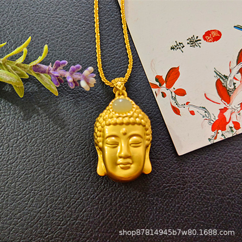 상감 된 Hetian 옥 부처님 체인 (35*23mm)