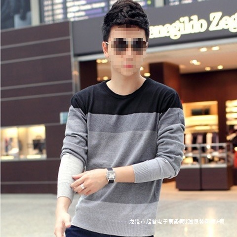 Men's sweater, thin knitwear, autumn and spring style, fleece-lined, thick, warm base layer, wool sweater.