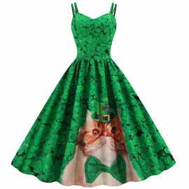 9303#实拍现货夏季热卖性感吊带印花大摆连衣裙