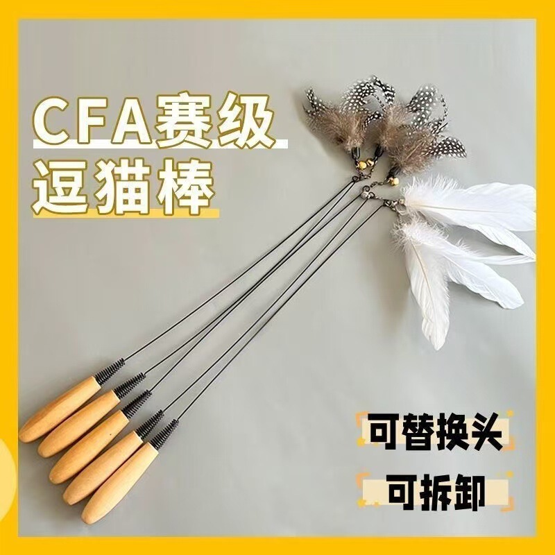 CFA class wooden handle cat stick with wooden handle cat stick interactive cat toy replaceable feather durable steel wire CFA class wooden handle cat stick with wooden handle cat stick interactive cat toy replaceable feather durable steel wire