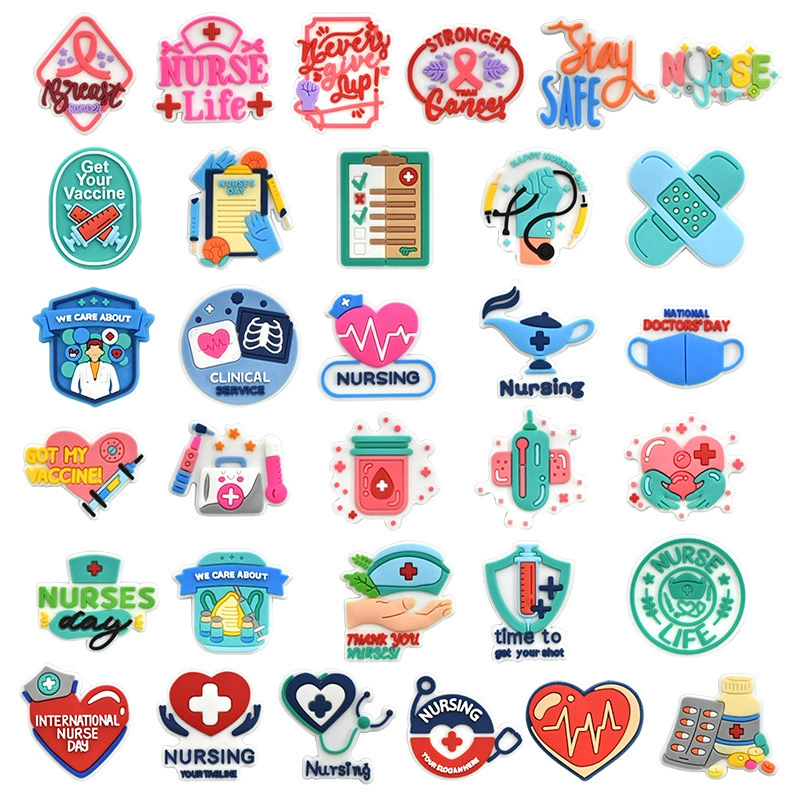 Мягкие пластиковые съемные декоративные шармы из ПВХ с мультяшными медицинскими мотивами для сабо, аксессуары для обуви для трансграничного DIY, в наличии.