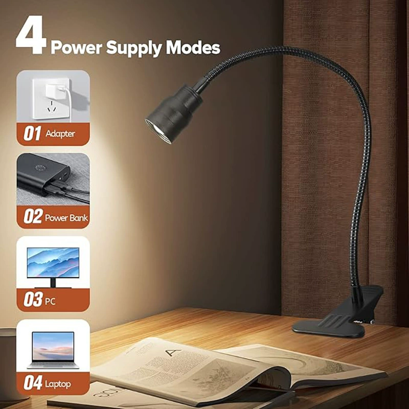 LED Reading Light Clason Light Clamping Lights подходит для стола, общежития, кровати, освещение, USB зажимное