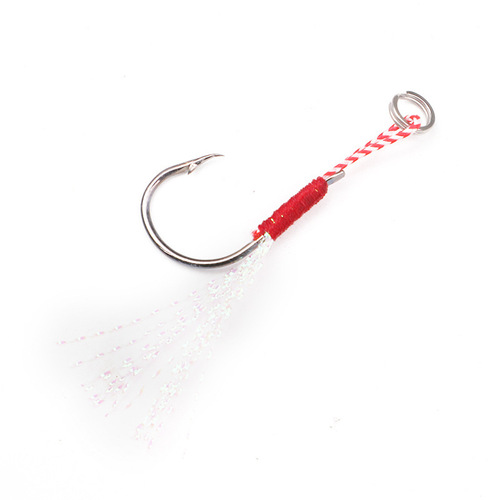 Feather Iron Plate Hook Slow Rolling Sea Fishing Boat Lure Silk Tied Single Hook Fishing Tackle Silk Feather Matching Wholesale