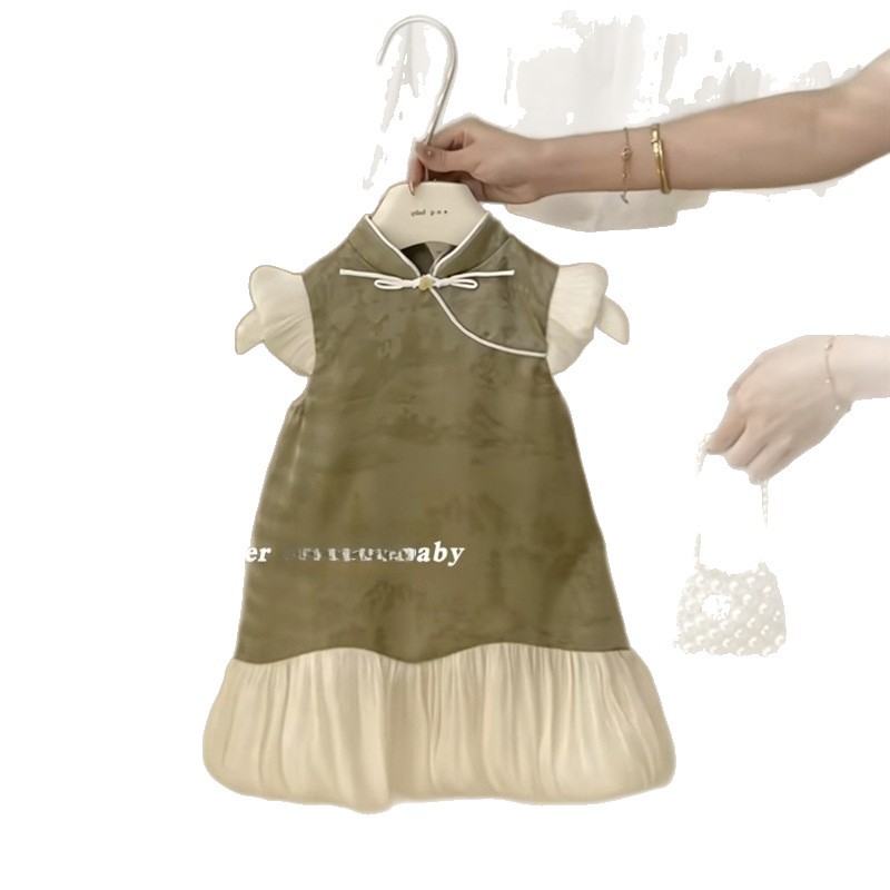 Vestido de niña verano nuevo estilo niña retro cuello alto estilo nacional Hanfu cheongsam niños nueva moda de ropa infantil china