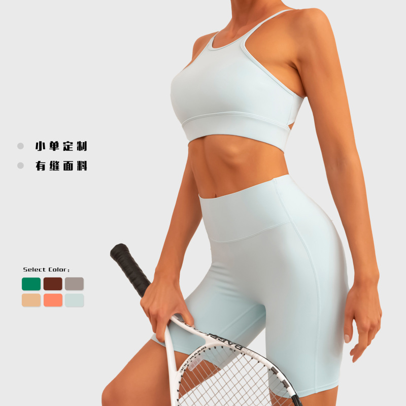 European and American New Sleeveless Sports Underwear Fitness Bra Pleated Fitness Shorts Yoga Suit Running Pilates European and American New Sleeveless Sports Underwear Fitness Bra Pleated Fitness Shorts Yoga Suit Running Pilates