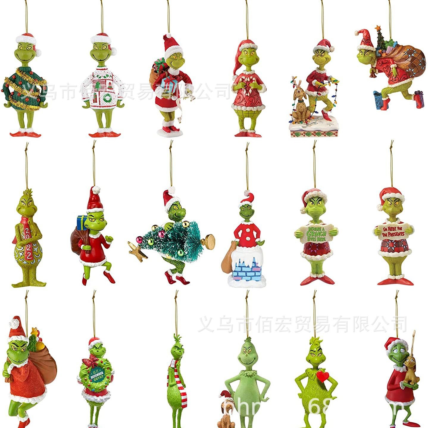 Adorno navideño de monstruo peludo verde nuevo de 2023, adorno de dibujos animados para árbol de Navidad, decoración navideña para el hogar, coche y vehículo.