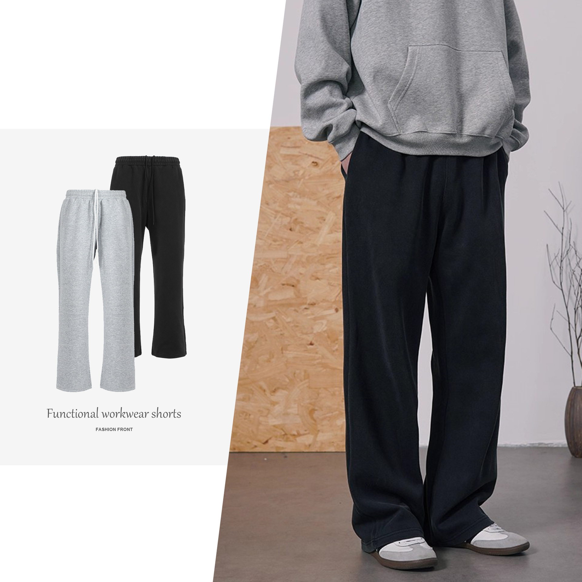 【JMWH】Luminelle Parisian Sweatpants - Loose Fit Straight Leg Pants with Distressed Casual Style (Parisian Fit)