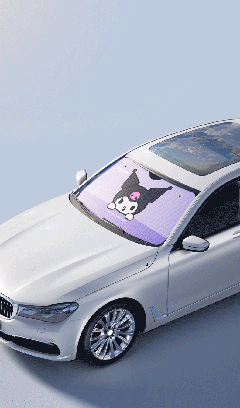 Sanrio Kuromi Car Sunshade Front Windshield Sunshade Summer Heat Insulation Sun Protection Car Interior Sunshade Curtain
