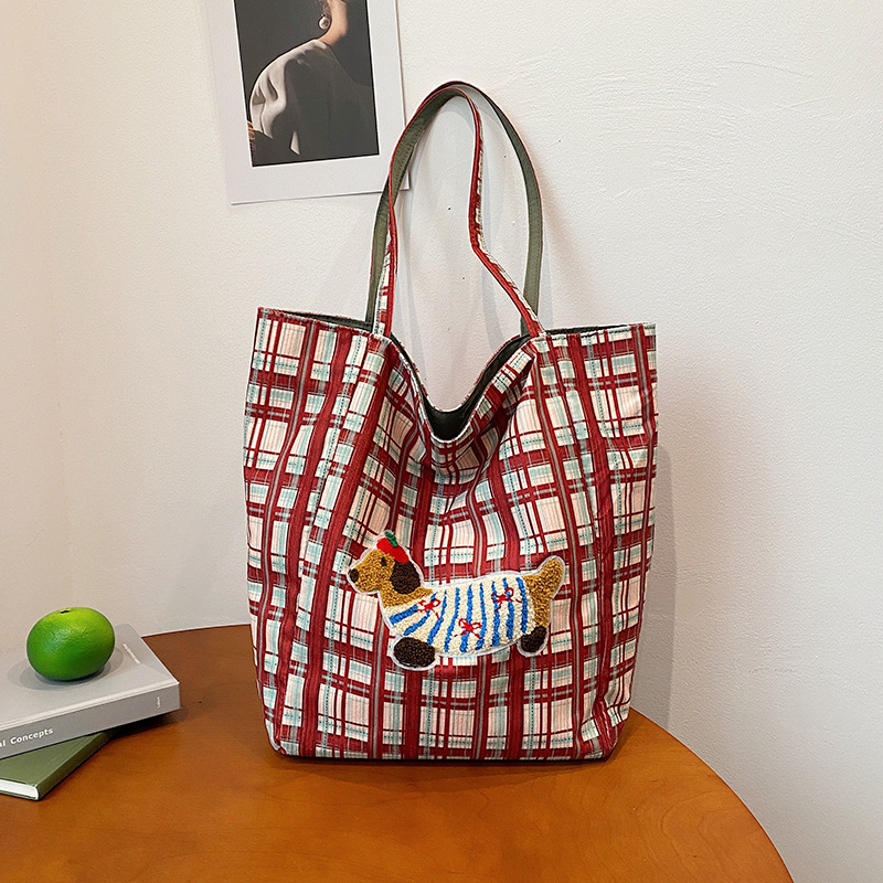 Bolsa de tela de cachorro doble espalda bolsa de lona transfronteriza para mujeres gran capacidad de ventano relajado bolsa de compras de hombro casual