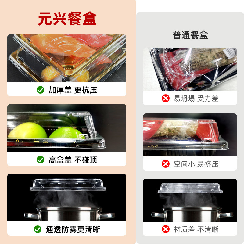 メーカーのカスタマイズされた蓋付き寿司箱、サケ使い捨て弁当箱、和風金箔プリント透明箱|undefined