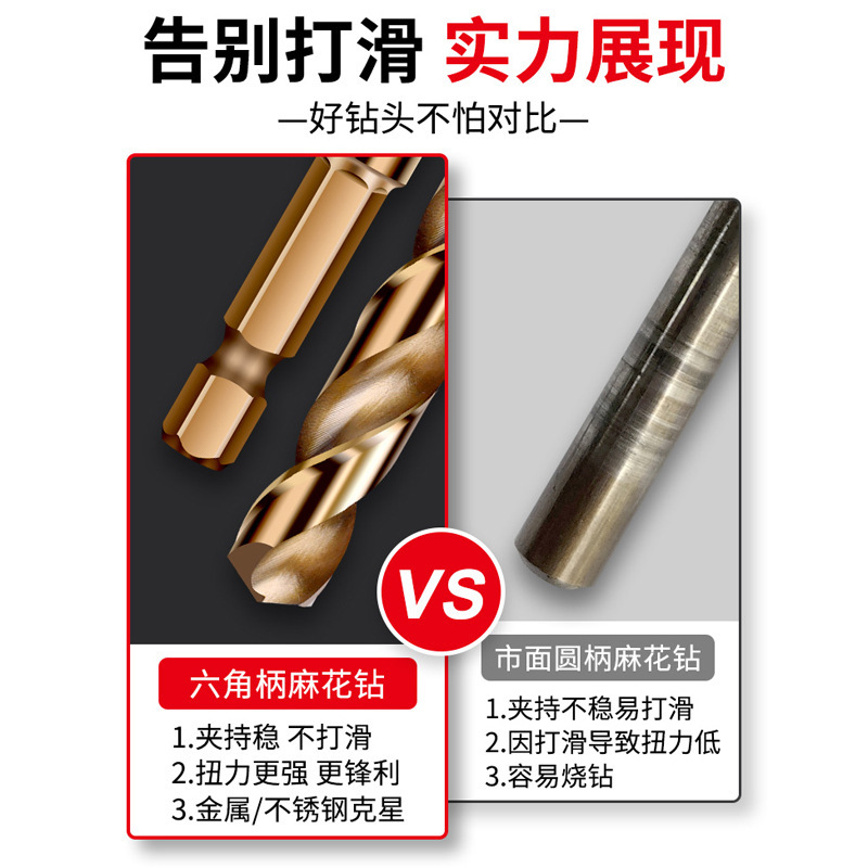 六角柄コバルト麻花ドリル高硬度ステンレス専用穴開け工具全磨製金属穴開けドリル|undefined