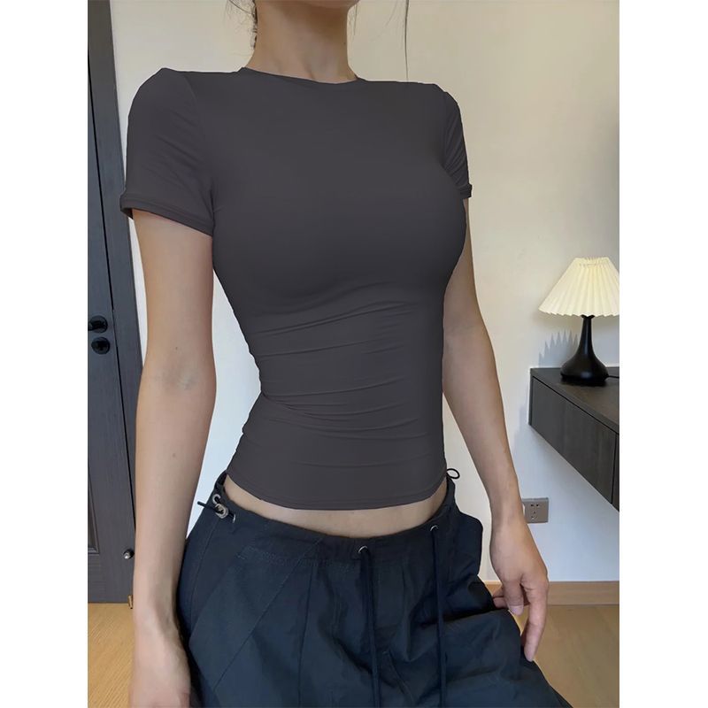 Skim*fits Everybody ポジショニングショルダー ウエストスリムフィットトップス 着痩せ半袖スリムフィット 万能速乾Tシャツ|undefined