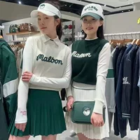 Южная Корея MALBON GOLF женский летний жилет для гольфа без рукавов с вышивкой и круглым вырезом