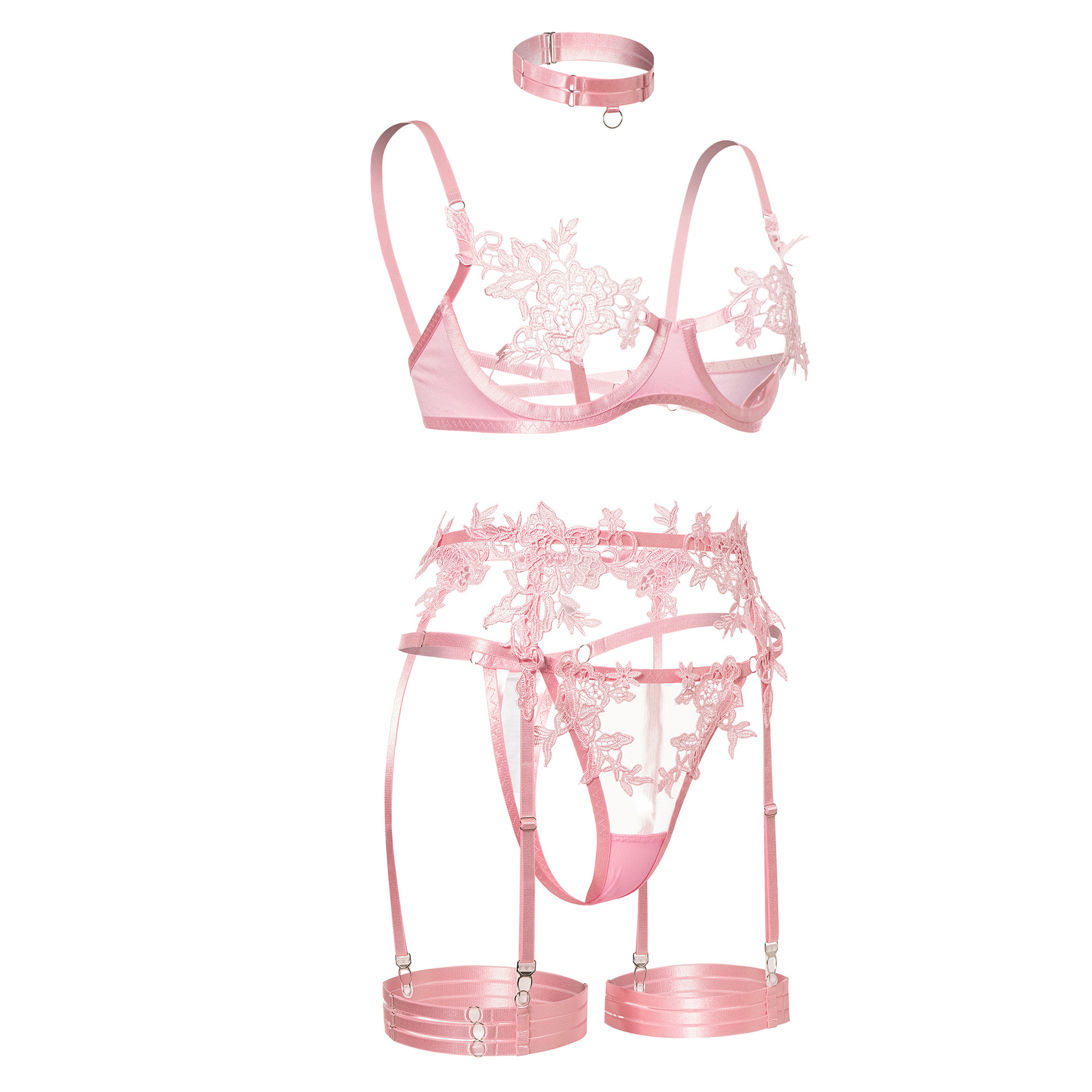Title 4, Ensemble de soutien-gorge transparent en maille...