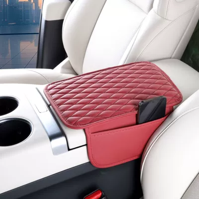 Car Armrest Box Mat Armrest box pad - wine-red