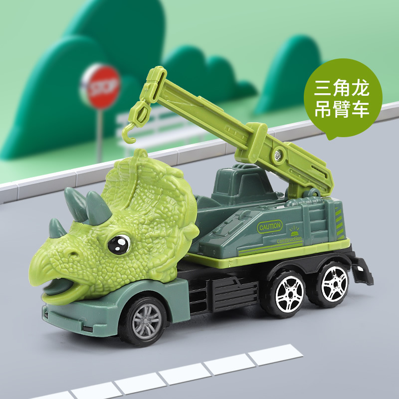 Dinosaurio de dibujos animados Ingeniería juguete para niños coche traje niño rompecabezas Tyrannosaurus excavadora coche grúa resistente a la caída