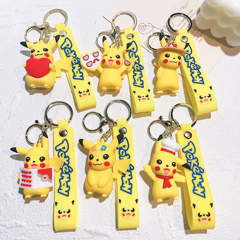 Cartoon Pikachu Silicone Keychain Bag Pendant Doll Ornament Keychain Small Gift Doll Machine Wholesale