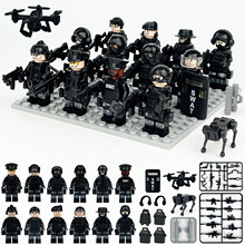 金致M8175军事黑色特警小颗粒人仔积木玩具机器狗模型跨境批发