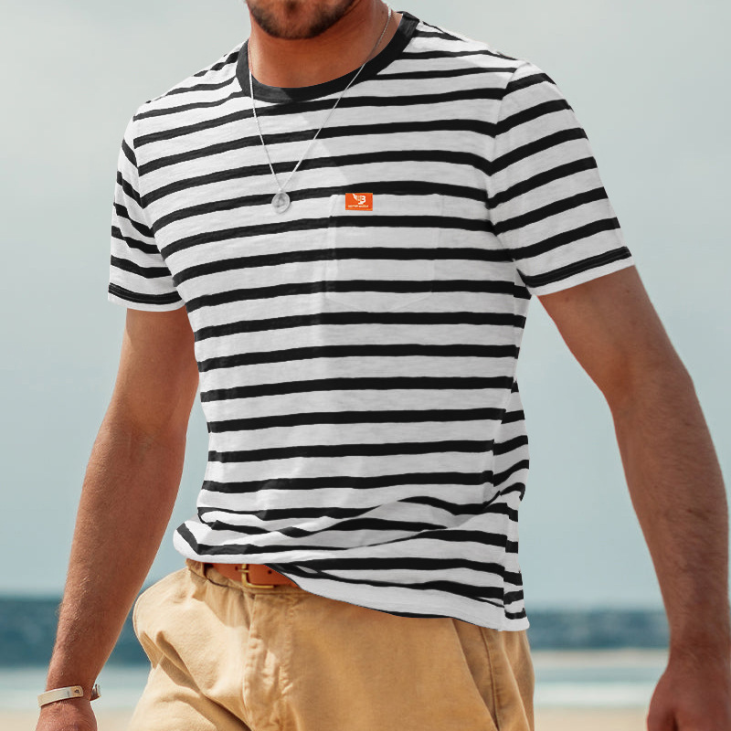 Men's Stripe T-shirt Men's Clothing display picture 15