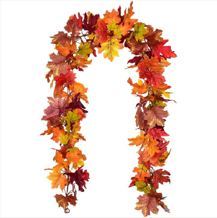 Autumn Artificial Maple Leaf Garland Halloween Harvest Festival Decoration Amazon Hot-Selling Home Decor Maple Leaf Vine Autumn Artificial Maple Leaf Garland Halloween Harvest Festival Decoration Amazon Hot-Selling Home Decor Maple Leaf Vine