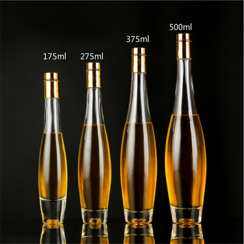 500ml玻璃洋酒透明厚底晶白料平口带高分子塞空酒瓶添加logo