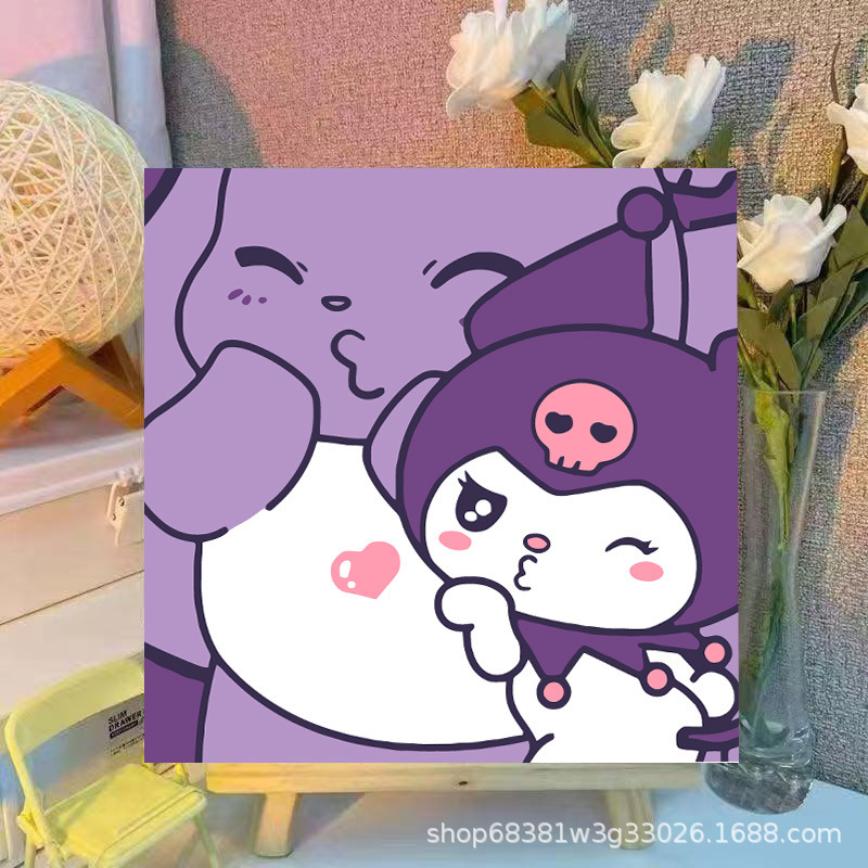三丽鸥数字油画填色diy儿童手工绘卡通油彩画填充动漫装饰画丙烯|undefined