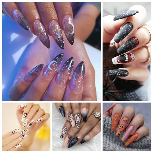 Halloween Collection Long Wear Nail Set Press-on Nails False Nails Nail Stickers Nail Tabs